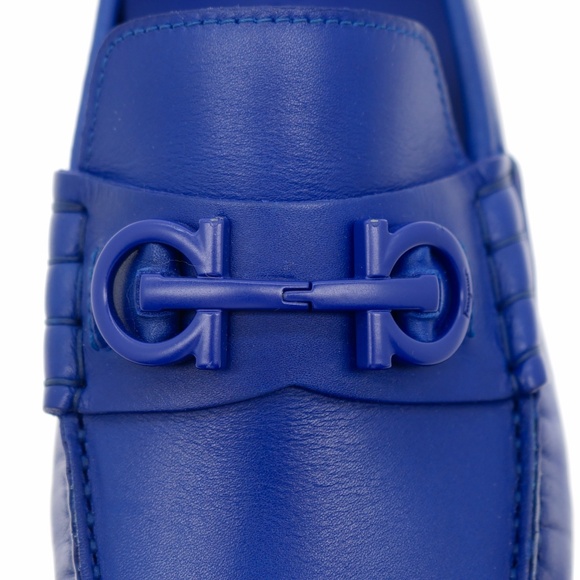Salvatore Ferragamo Grazioso Gancini Loafers Blue Leather Size 9 New main image 8